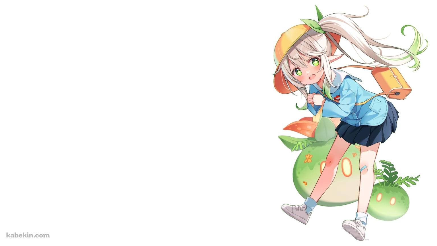 黄色い帽子を被ったかわいいナヒーダとスライム / 原神の壁紙(1536px x 864px) 高画質 PC・デスクトップ用