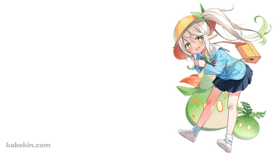 黄色い帽子を被ったかわいいナヒーダとスライム / 原神の壁紙(960px x 540px) 高画質 PC・デスクトップ用