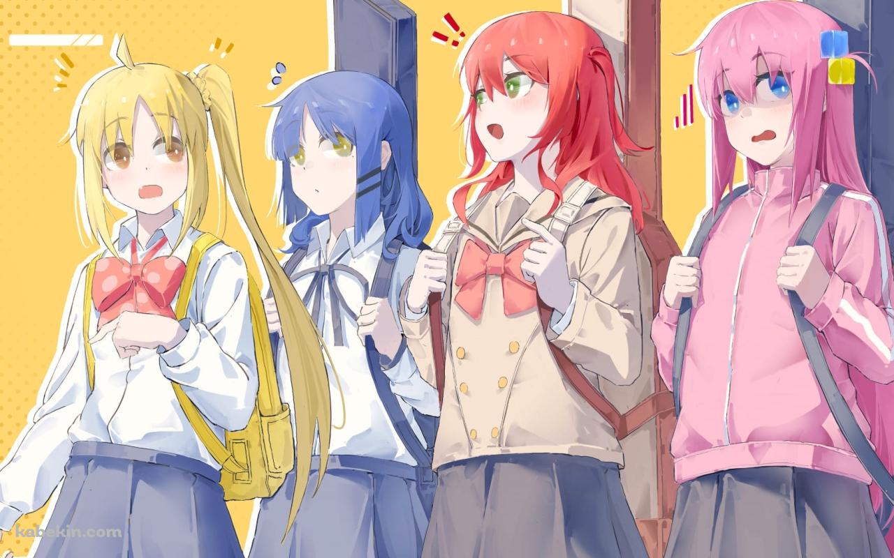 かわいい後藤ひとり / 伊地知虹夏 / 喜多郁代 / 山田リョウ / イラスト / ぼっち・ざ・ろっく! / ファンアート / イラストの壁紙(1280px x 800px) 高画質 PC・デスクトップ用