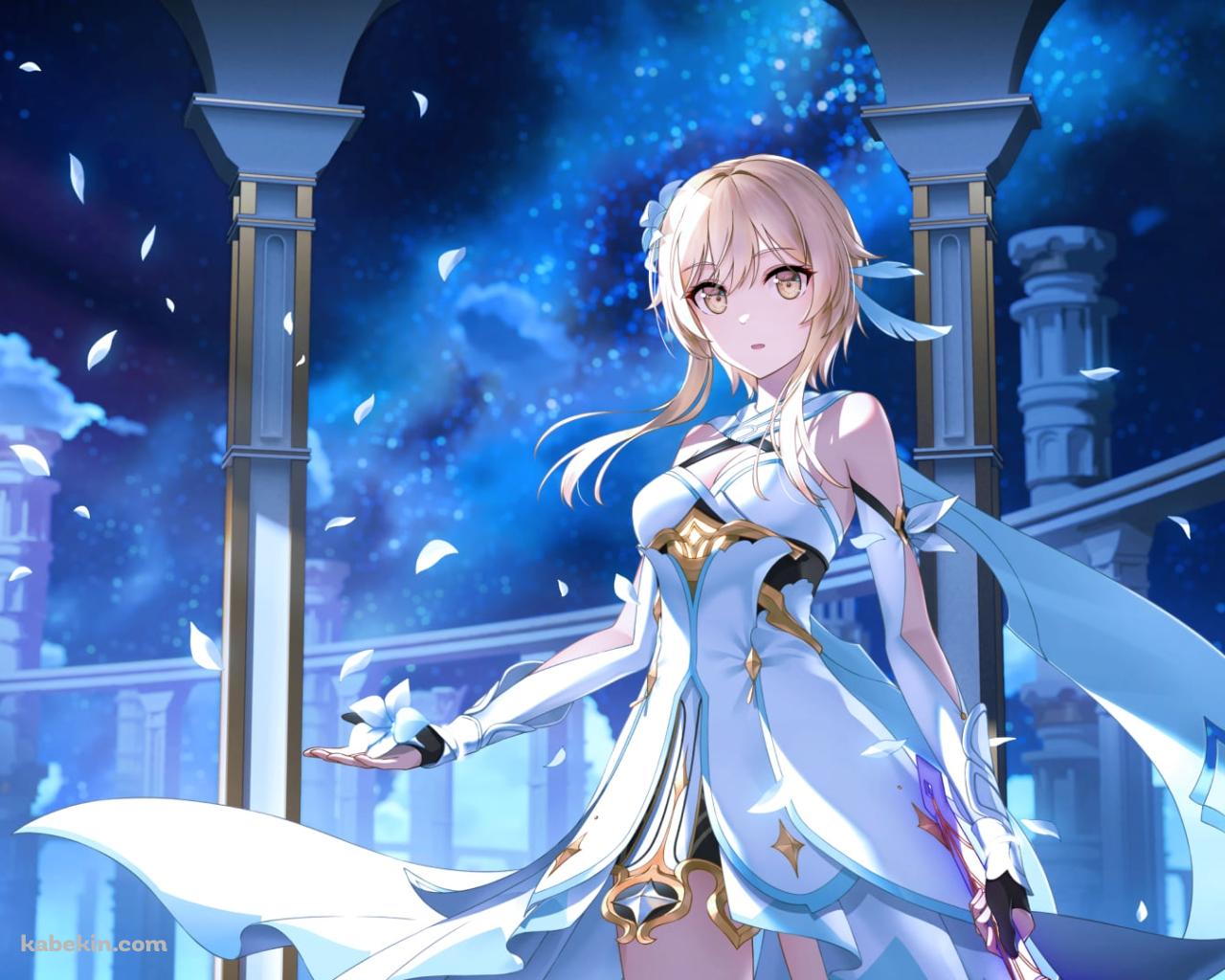舞う白い羽と綺麗な蛍 / 夜 / 原神の壁紙(1280px x 1024px) 高画質 PC・デスクトップ用