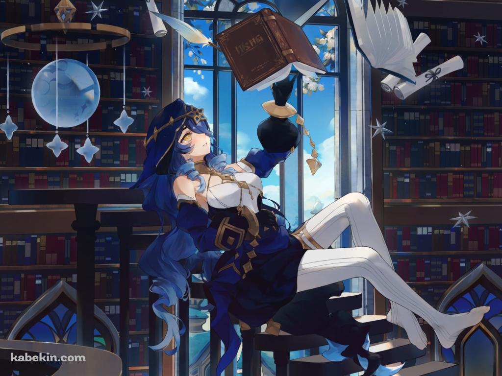 空中に浮いた本を読むレイラ / 原神の壁紙(1024px x 768px) 高画質 PC・デスクトップ用