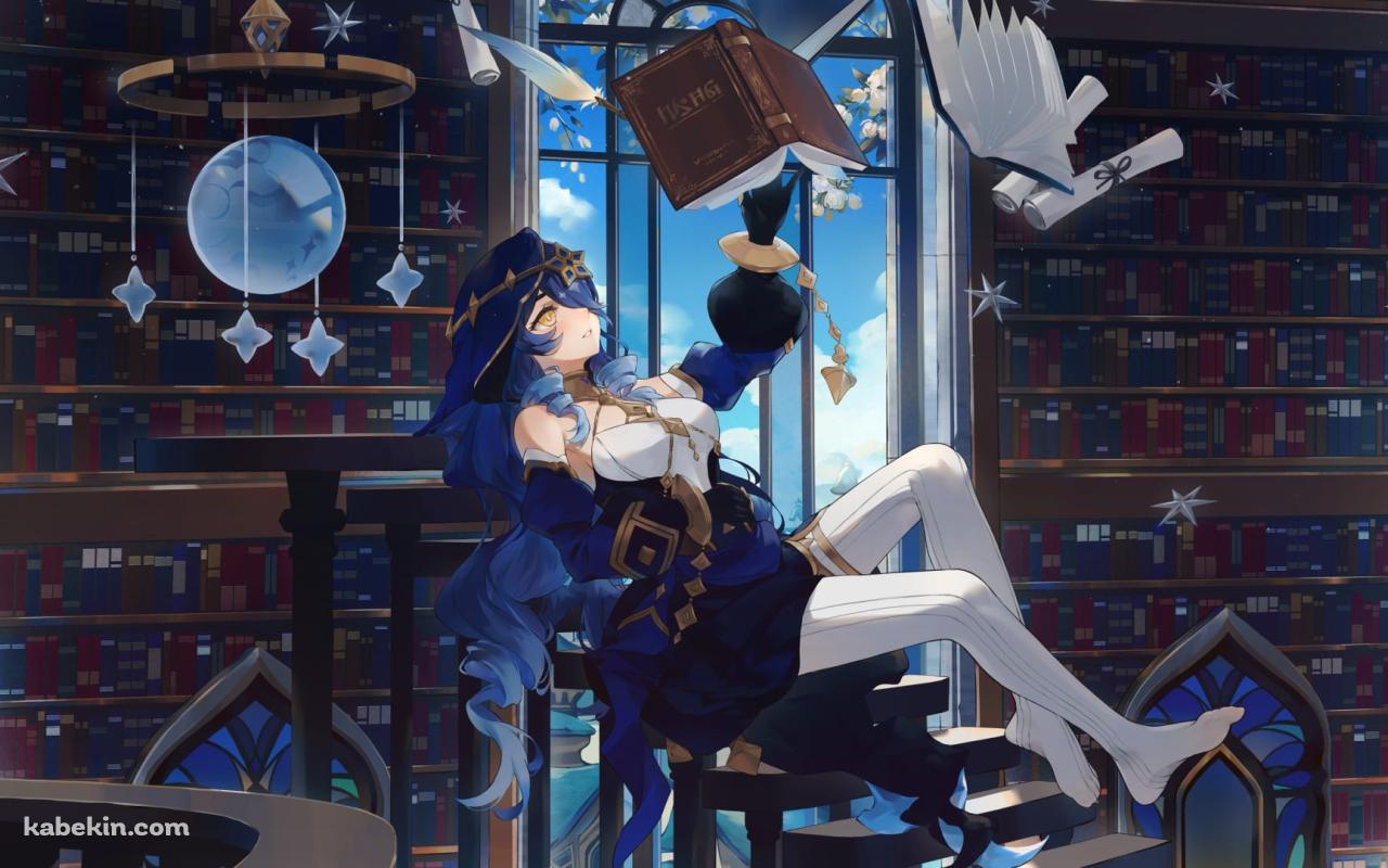 空中に浮いた本を読むレイラ / 原神の壁紙(1280px x 800px) 高画質 PC・デスクトップ用