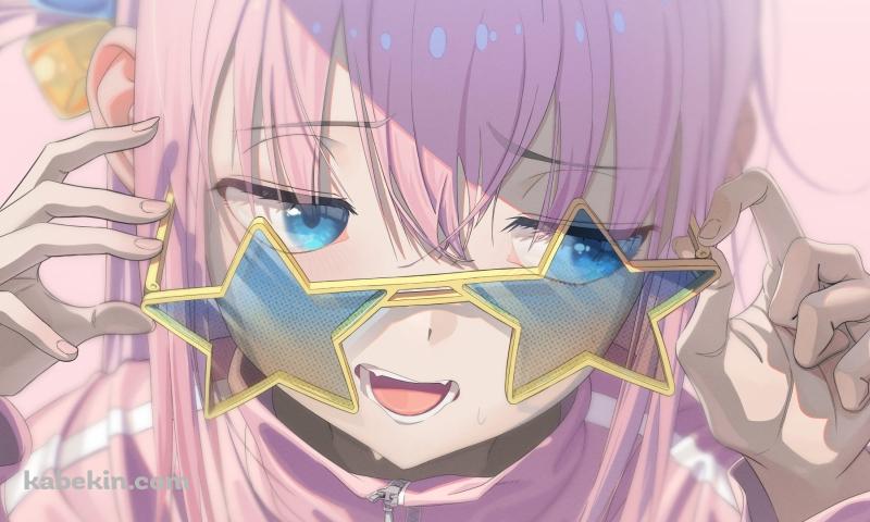 星型のサングラスをかける後藤ひとり / ぼっち・ざ・ろっく! / ファンアート / イラストの壁紙(800px x 480px) 高画質 PC・デスクトップ用