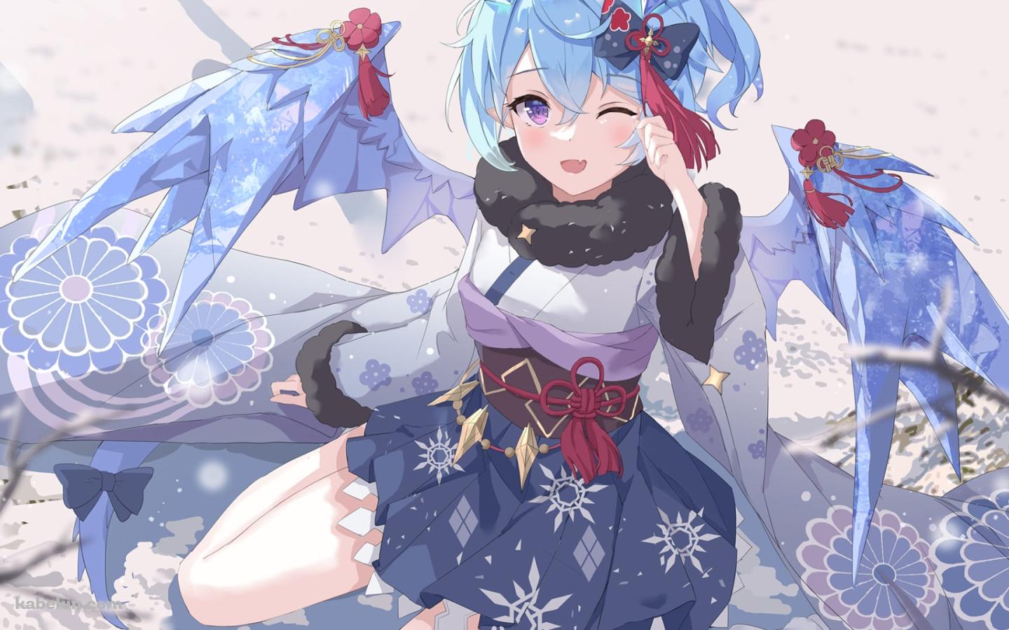 座ってこちらに微笑んでいるシェフィ / プリコネ / プリンセスコネクト！ / ファンアート / イラストの壁紙(1440px x 900px) 高画質 PC・デスクトップ用