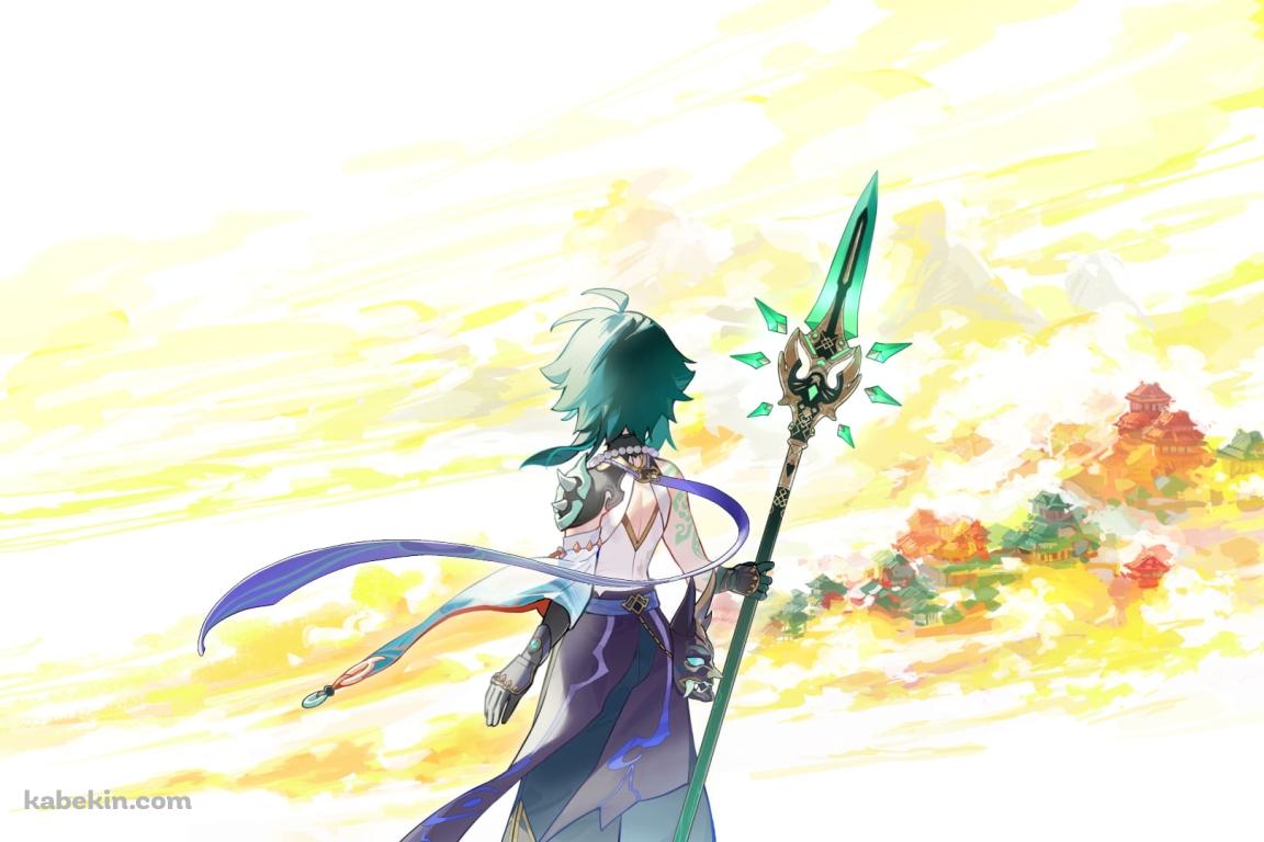 魈 / 後ろ姿 / 原神の壁紙(1152px x 768px) 高画質 PC・デスクトップ用