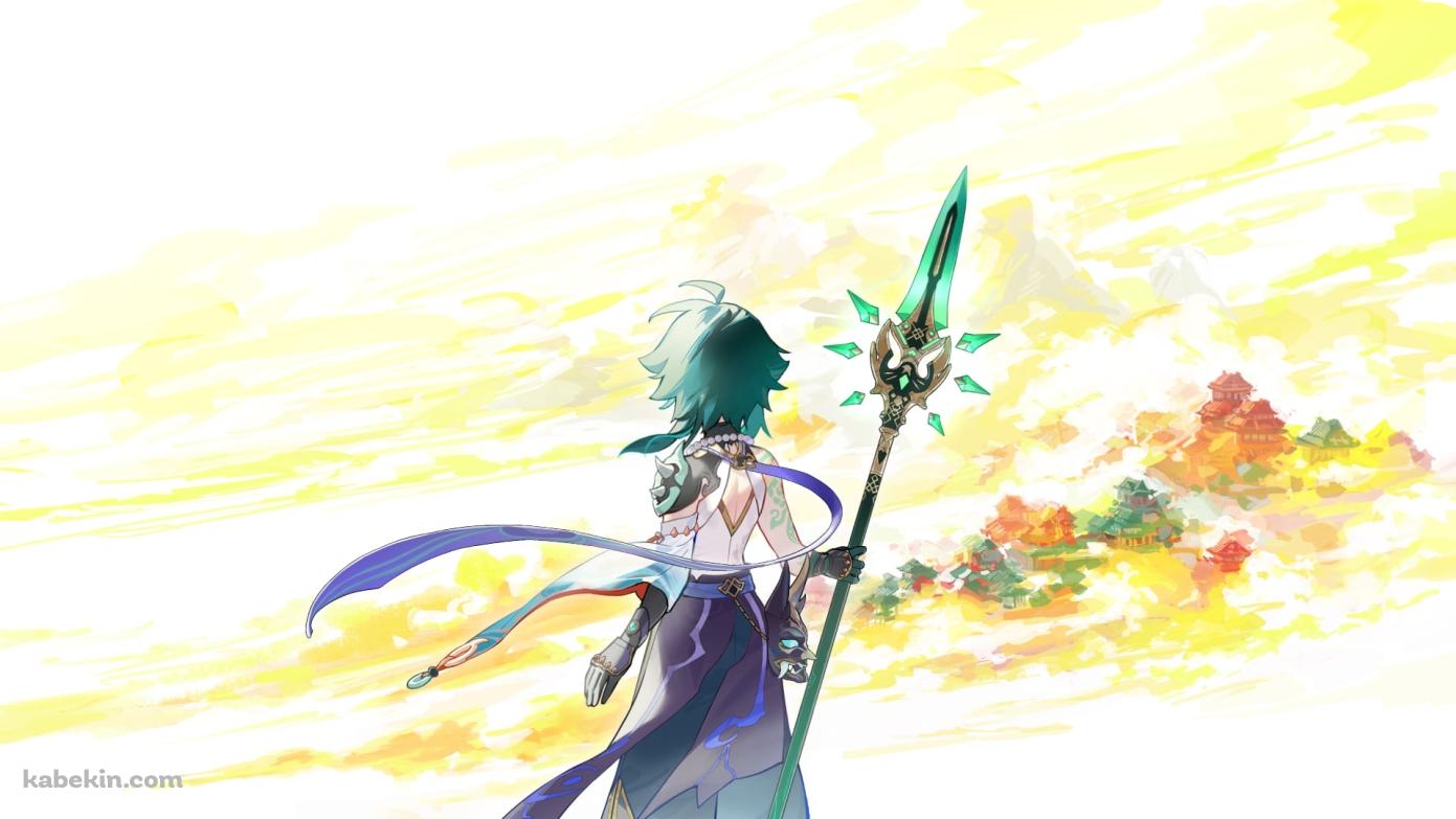 魈 / 後ろ姿 / 原神の壁紙(1391px x 783px) 高画質 PC・デスクトップ用