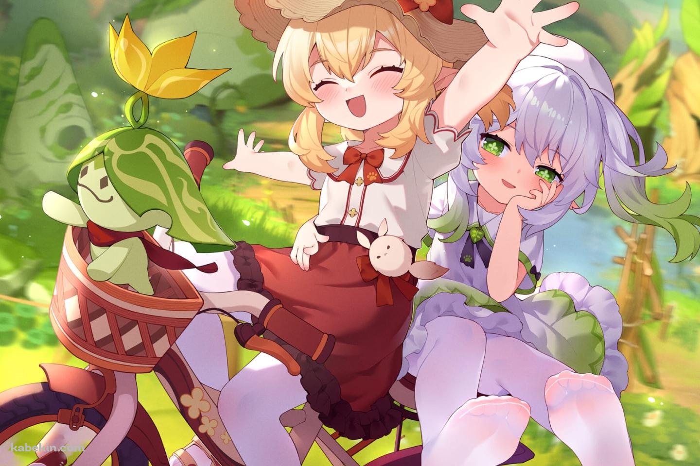 楽しそうに自転車に乗るナヒーダ / クレー / アランナラ / 原神の壁紙(1440px x 960px) 高画質 PC・デスクトップ用