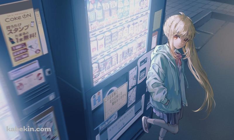夜 自動販売機の前に佇む伊地知虹夏(いじちにじか) / ぼっち・ざ・ろっく!の壁紙(800px x 480px) 高画質 PC・デスクトップ用