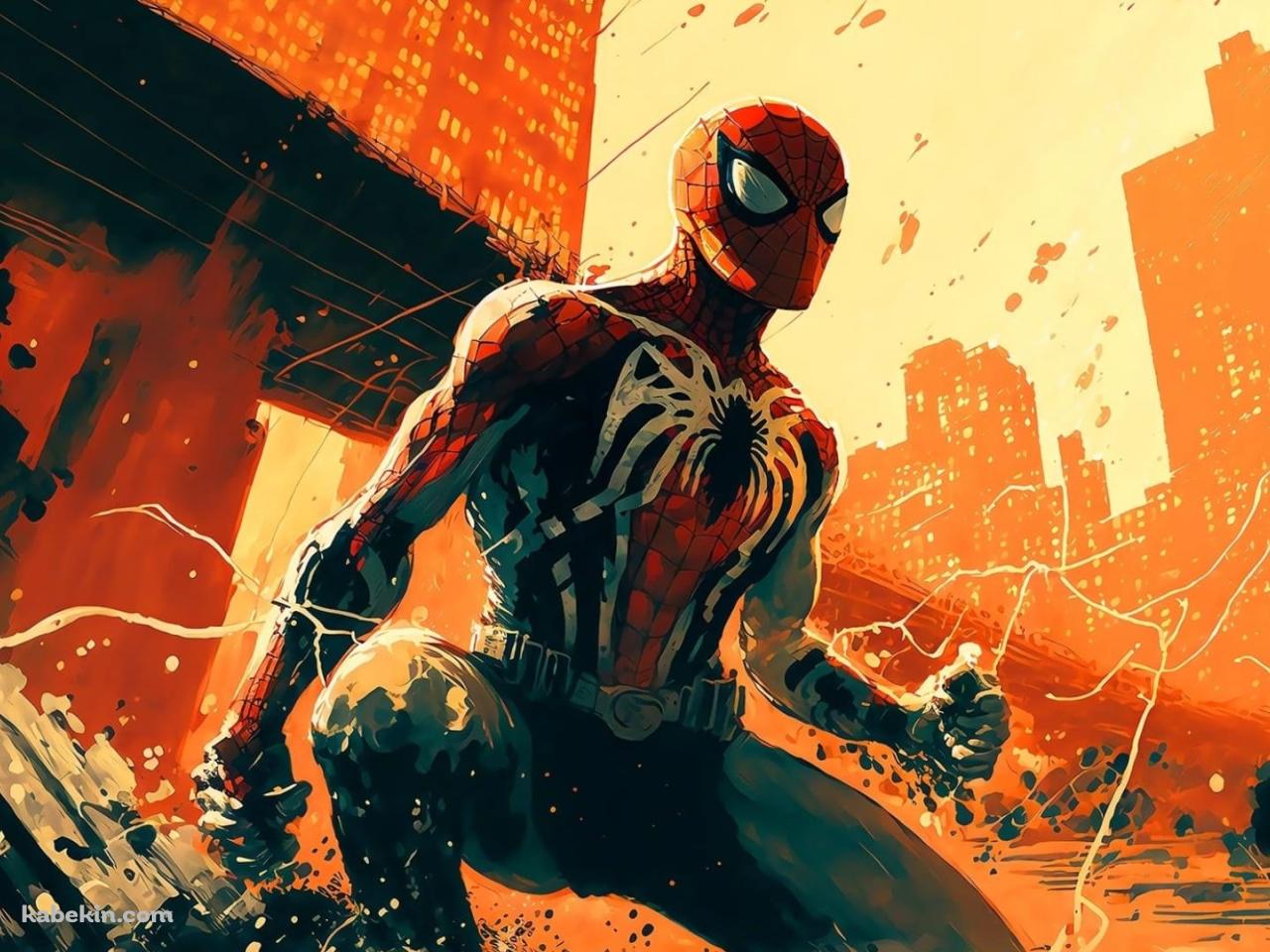片足をつくかっこいいスパイダーマンの壁紙(1280px x 960px) 高画質 PC・デスクトップ用