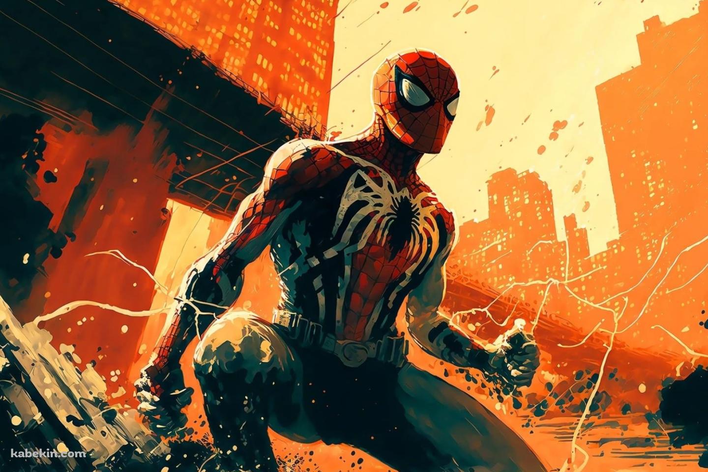片足をつくかっこいいスパイダーマンの壁紙(1440px x 960px) 高画質 PC・デスクトップ用