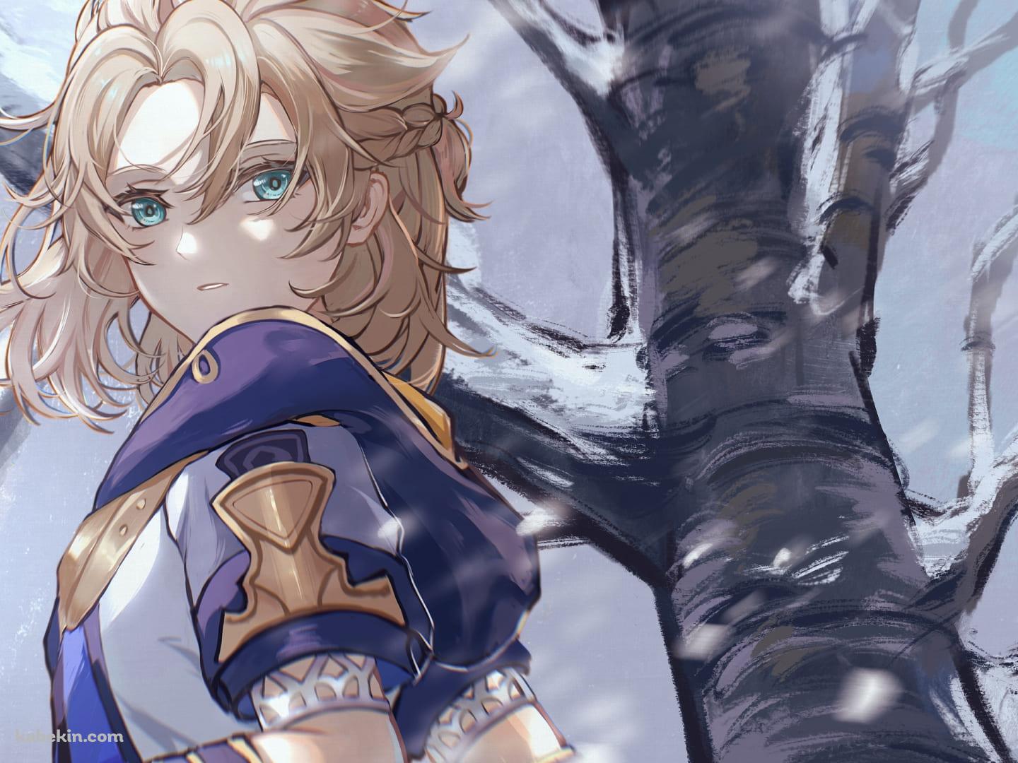 振り返るアルベド / かっこいい / 冬の森 / 原神の壁紙(1440px x 1080px) 高画質 PC・デスクトップ用