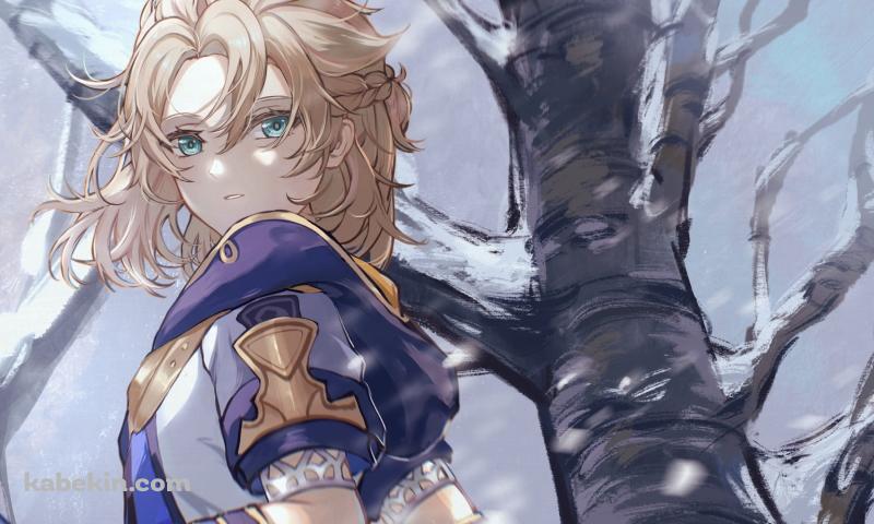 振り返るアルベド / かっこいい / 冬の森 / 原神の壁紙(800px x 480px) 高画質 PC・デスクトップ用