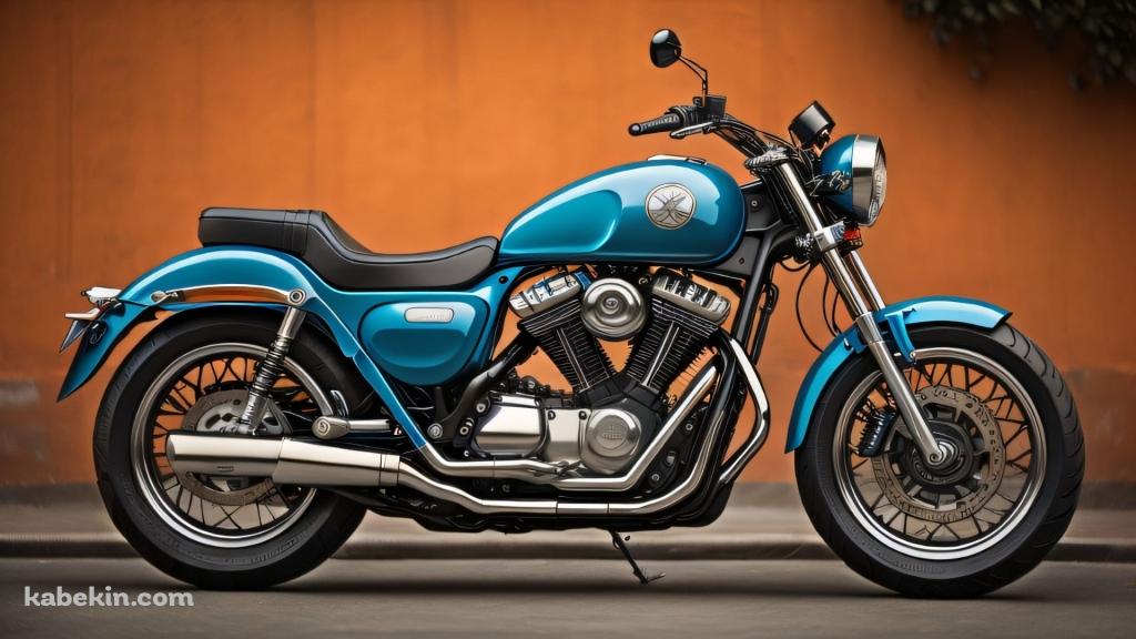 水色の綺麗なカスタムバイクの壁紙(1024px x 576px) 高画質 PC・デスクトップ用