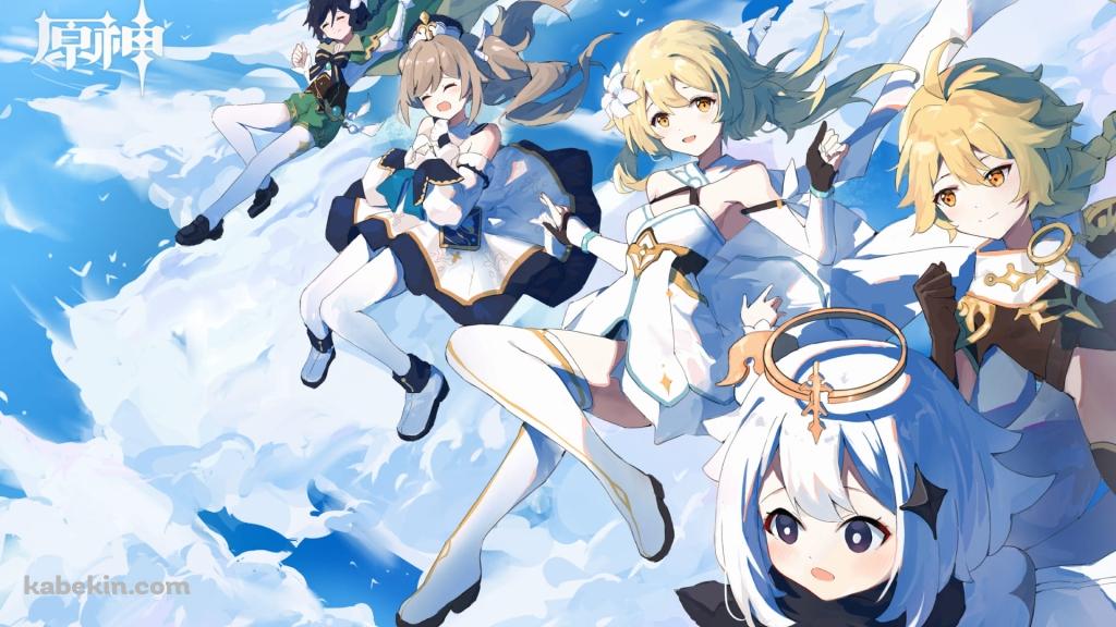 かわいい蛍 / バーバラ / パイモン / ウェンティ / 空 / 原神の壁紙(1024px x 576px) 高画質 PC・デスクトップ用