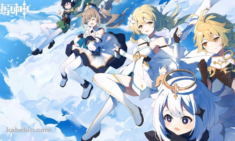 かわいい蛍 / バーバラ / パイモン / ウェンティ / 空 / 原神の壁紙(800px x 480px) 高画質 PC・デスクトップ用