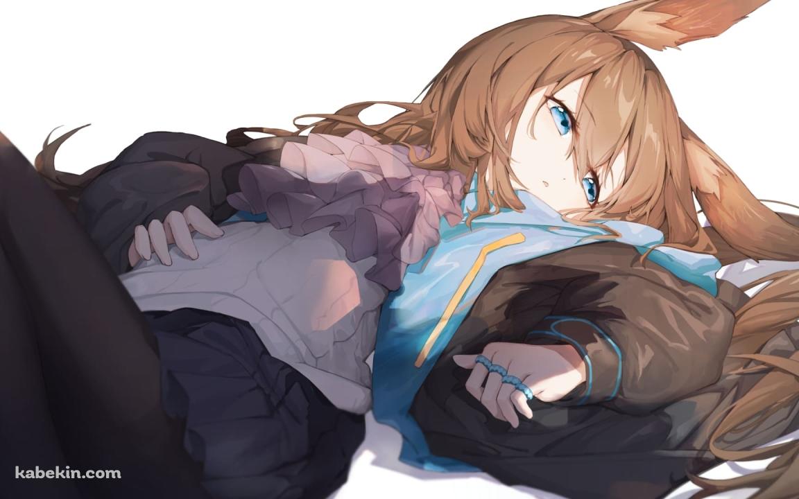 仰向けのアーミヤ / アークナイツ / ファンアート / イラストの壁紙(1152px x 720px) 高画質 PC・デスクトップ用