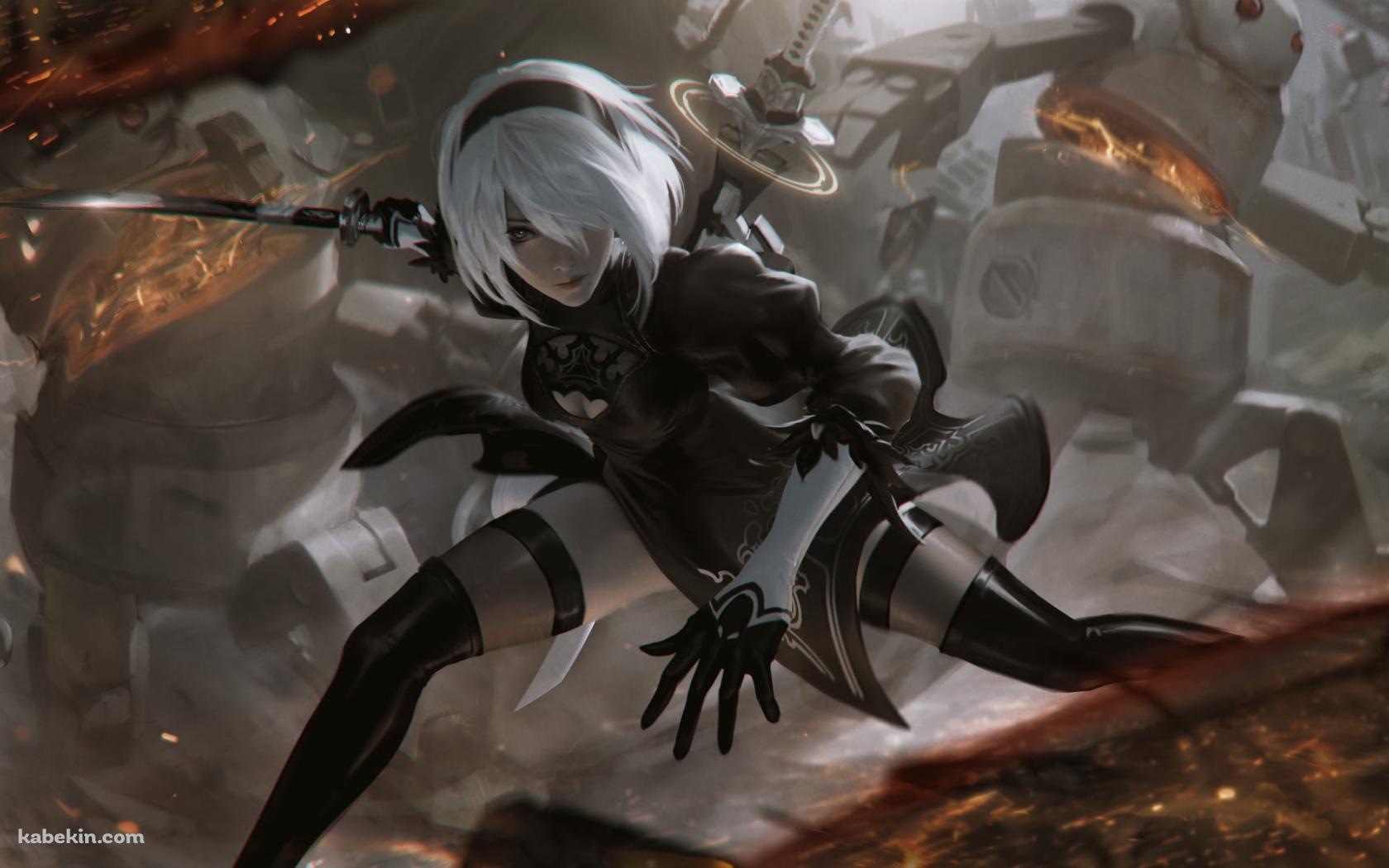 敵を一網打尽にするかっこいい2B / ヨルハ二号b型 / nier: automataの壁紙(1680px x 1050px) 高画質 PC・デスクトップ用