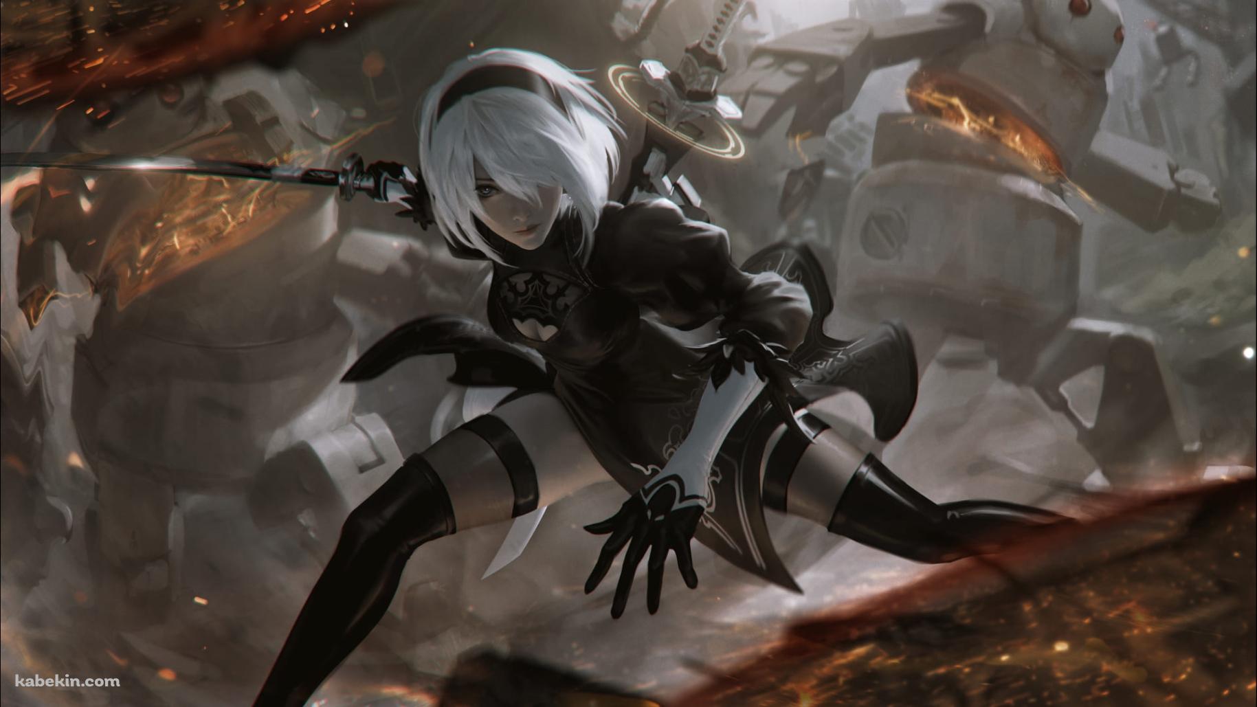 敵を一網打尽にするかっこいい2B / ヨルハ二号b型 / nier: automataの壁紙(1829px x 1029px) 高画質 PC・デスクトップ用