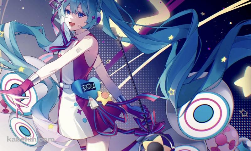 歌を唄う初音ミク / マジカルミライ2022 / ボカロ / ボーカロイド / ファンアート / イラストの壁紙(800px x 480px) 高画質 PC・デスクトップ用