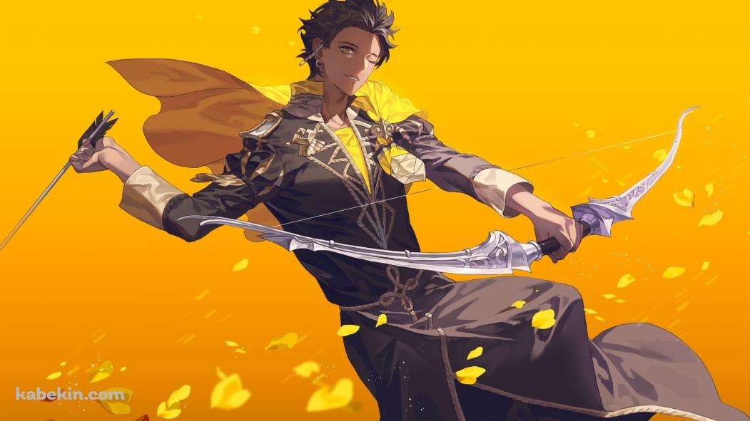 片目をつぶり白い弓を構えるクロード・フォン・リーガン / ファイアーエムブレム風花雪月 / ファンアート / イラストの壁紙(1051px x 591px) 高画質 PC・デスクトップ用