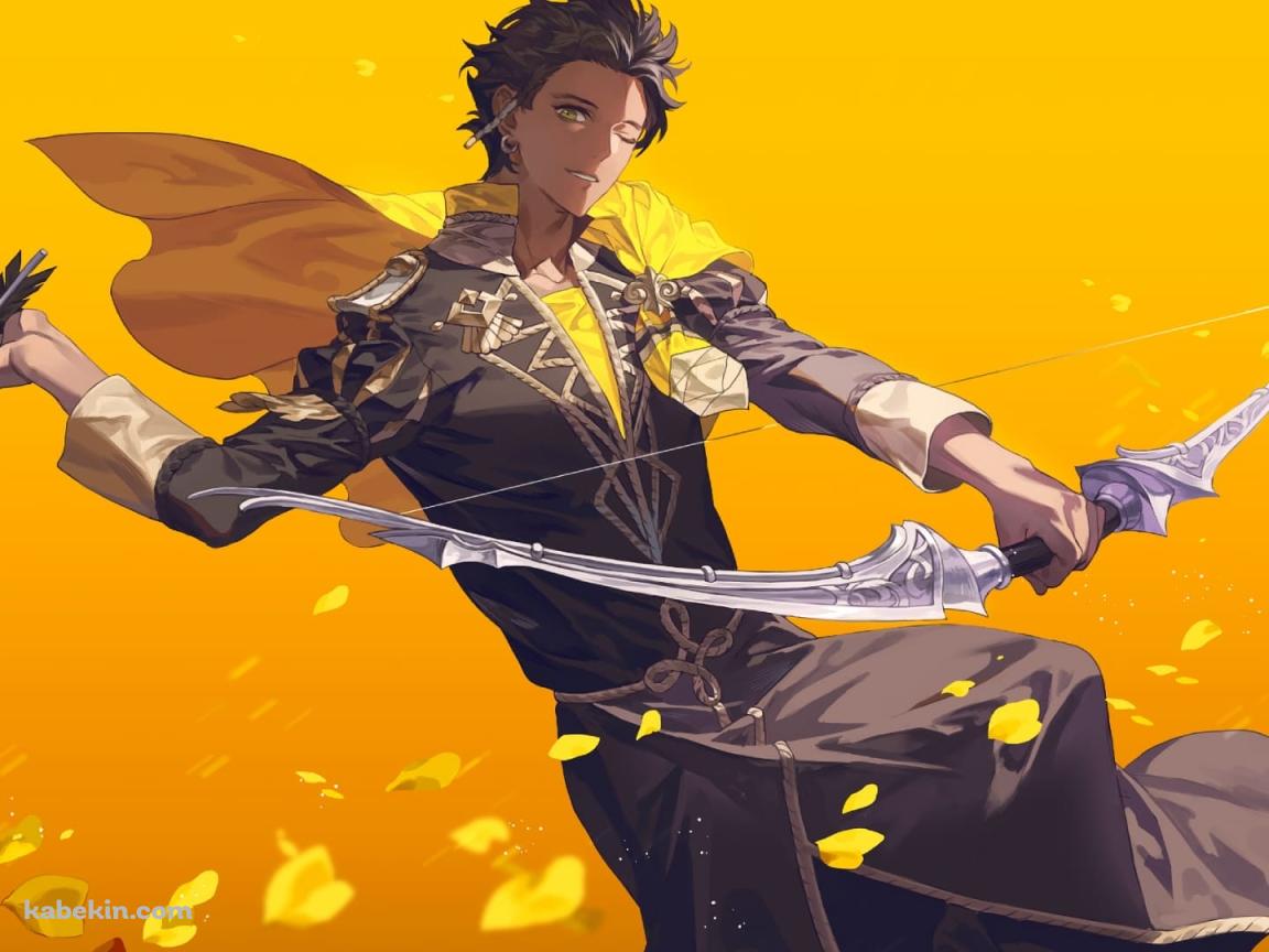 片目をつぶり白い弓を構えるクロード・フォン・リーガン / ファイアーエムブレム風花雪月 / ファンアート / イラストの壁紙(1152px x 864px) 高画質 PC・デスクトップ用