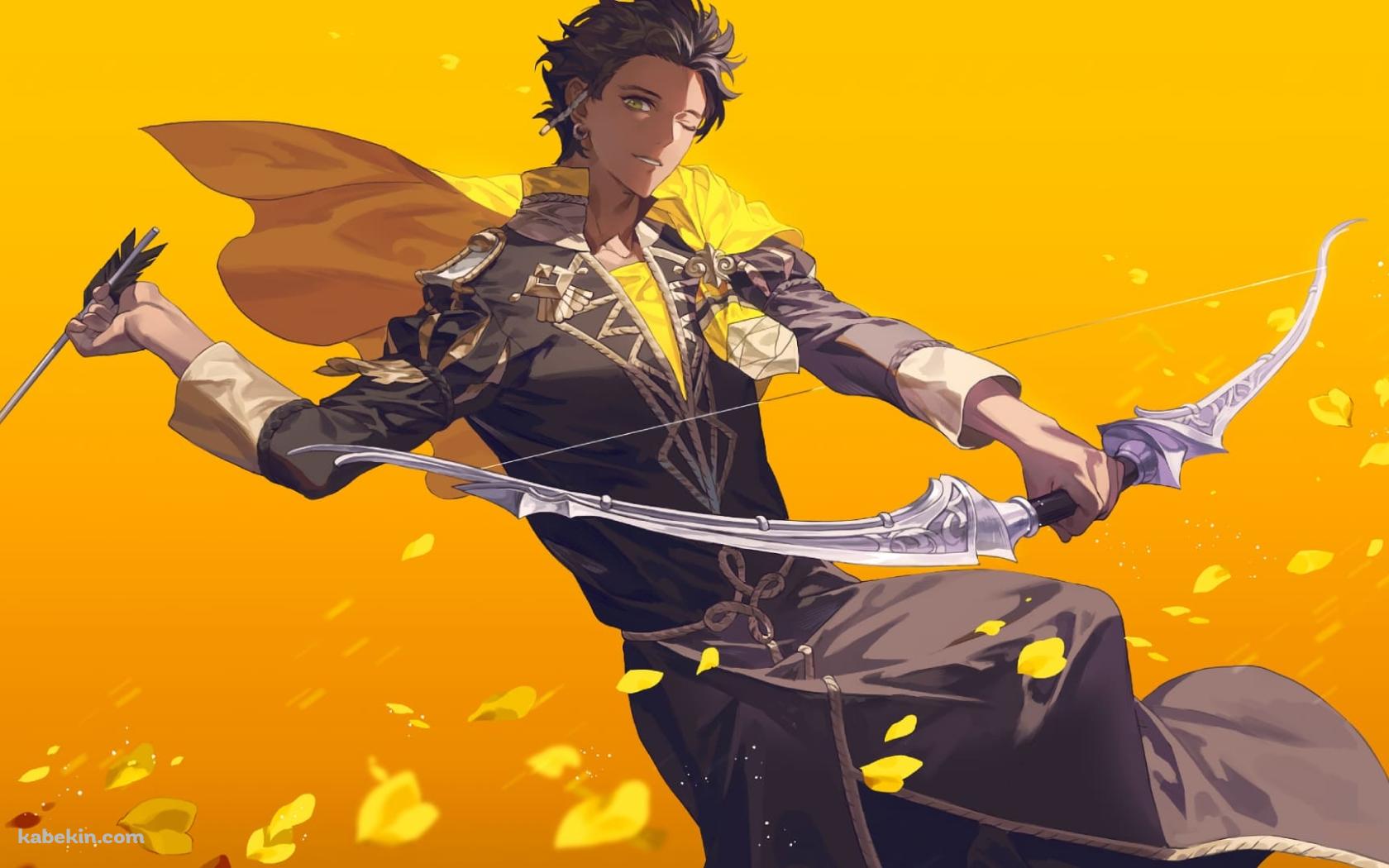 片目をつぶり白い弓を構えるクロード・フォン・リーガン / ファイアーエムブレム風花雪月 / ファンアート / イラストの壁紙(1680px x 1050px) 高画質 PC・デスクトップ用