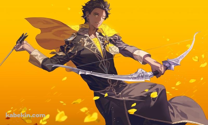 片目をつぶり白い弓を構えるクロード・フォン・リーガン / ファイアーエムブレム風花雪月 / ファンアート / イラストの壁紙(800px x 480px) 高画質 PC・デスクトップ用