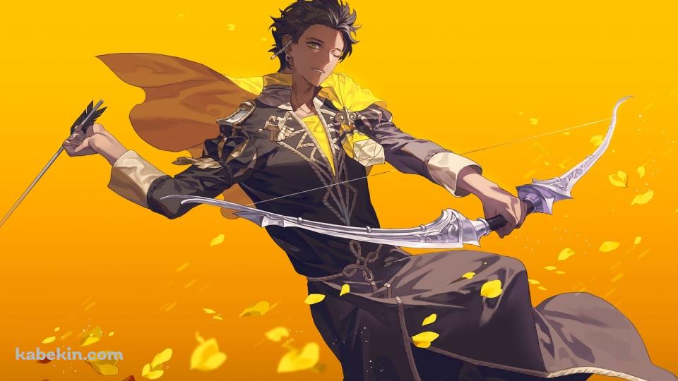 片目をつぶり白い弓を構えるクロード・フォン・リーガン / ファイアーエムブレム風花雪月 / ファンアート / イラストの壁紙(960px x 540px) 高画質 PC・デスクトップ用