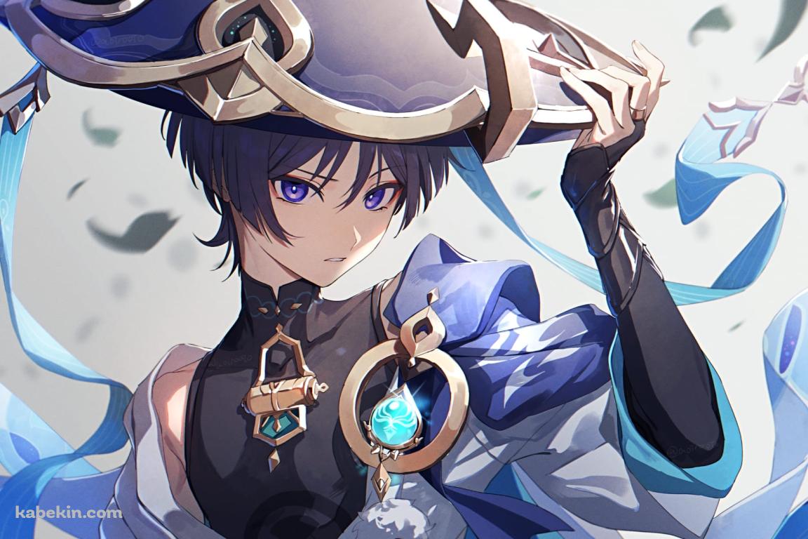 帽子を抑えるかっこいいスカラマシュ / 放浪者 / 原神の壁紙(1152px x 768px) 高画質 PC・デスクトップ用
