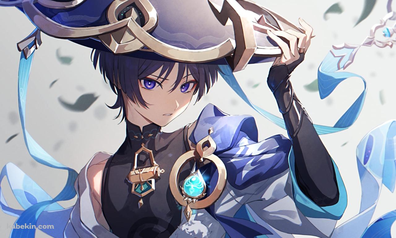 帽子を抑えるかっこいいスカラマシュ / 放浪者 / 原神の壁紙(1280px x 768px) 高画質 PC・デスクトップ用
