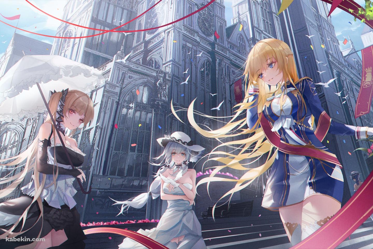 フォーミダブル / イラストリアス / グロリアス / 綺麗 / 日傘 / 紙吹雪 / アズールレーンの壁紙(1440px x 960px) 高画質 PC・デスクトップ用