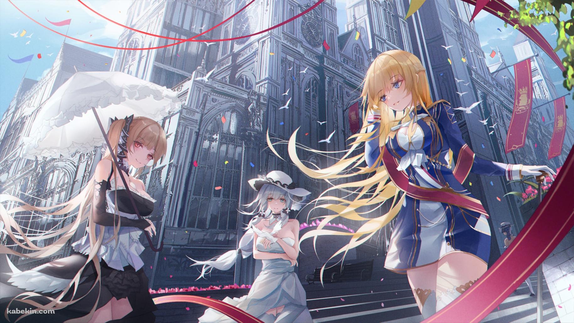 フォーミダブル / イラストリアス / グロリアス / 綺麗 / 日傘 / 紙吹雪 / アズールレーンの壁紙(1829px x 1029px) 高画質 PC・デスクトップ用