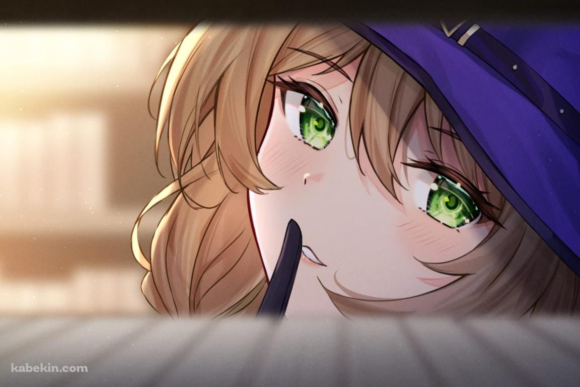 本棚越しに見える可愛いリサ / 原神の壁紙(1152px x 768px) 高画質 PC・デスクトップ用