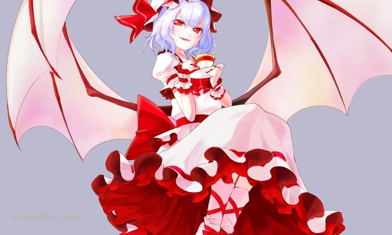 浮遊しながら紅茶を飲むレミリア・スカーレット / 東方の壁紙(800px x 480px) 高画質 PC・デスクトップ用