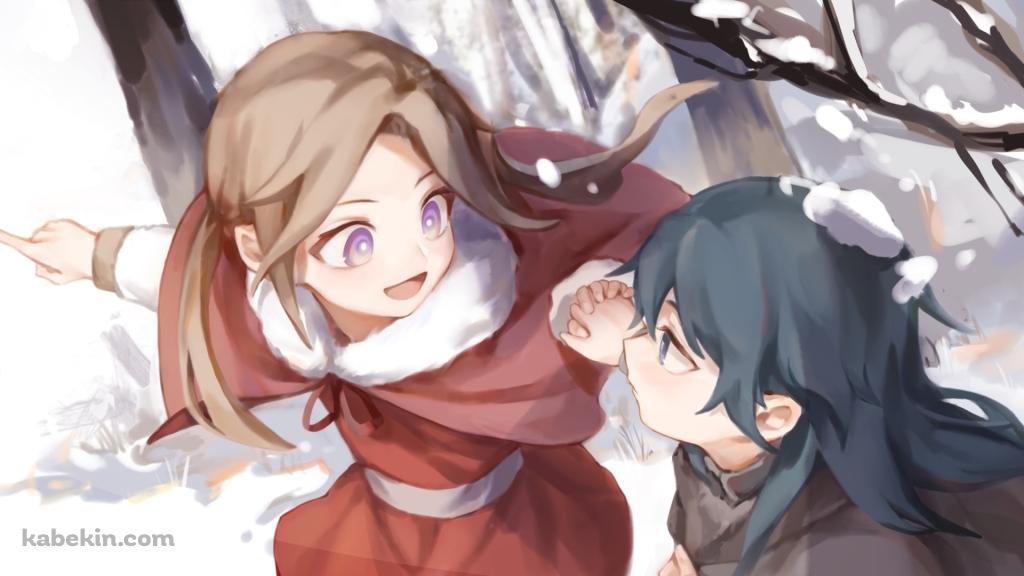 雪の中のエーデルガルト=フォン=フレスベルグとベレス / ファイアーエムブレム風花雪月の壁紙(1024px x 576px) 高画質 PC・デスクトップ用