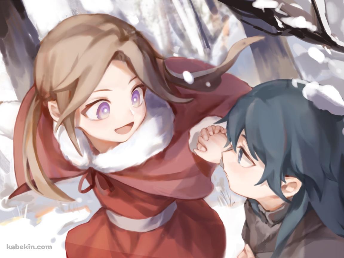 雪の中のエーデルガルト=フォン=フレスベルグとベレス / ファイアーエムブレム風花雪月の壁紙(1152px x 864px) 高画質 PC・デスクトップ用
