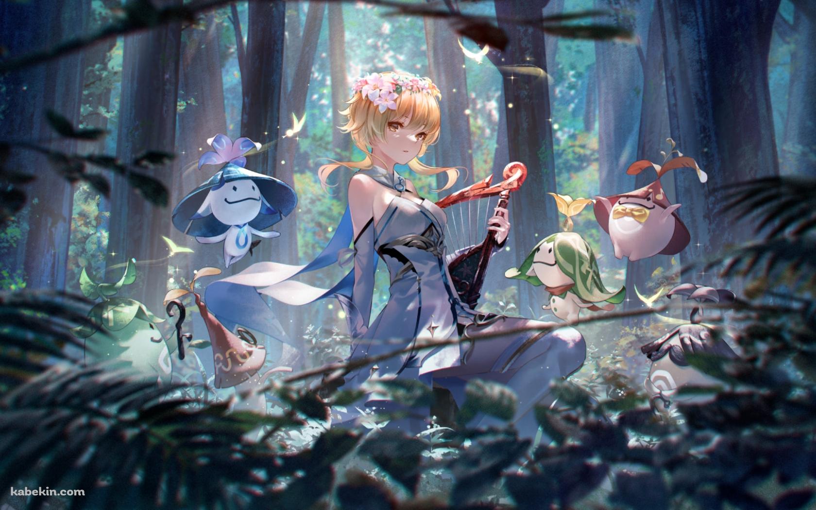 ハープを持つかわいい蛍 / 森林 / アランナラ / アラマ / アランラキャ / アランバリカ / アラカヴィ / アランパンドゥ / 原神の壁紙(1680px x 1050px) 高画質 PC・デスクトップ用