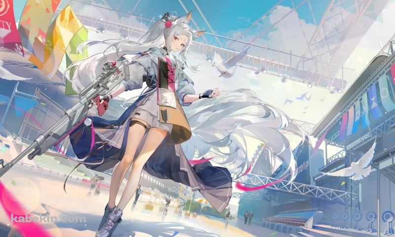 銃を持つ白狼 / 綺麗 / 陰陽師 / ファンアート / イラストの壁紙(800px x 480px) 高画質 PC・デスクトップ用