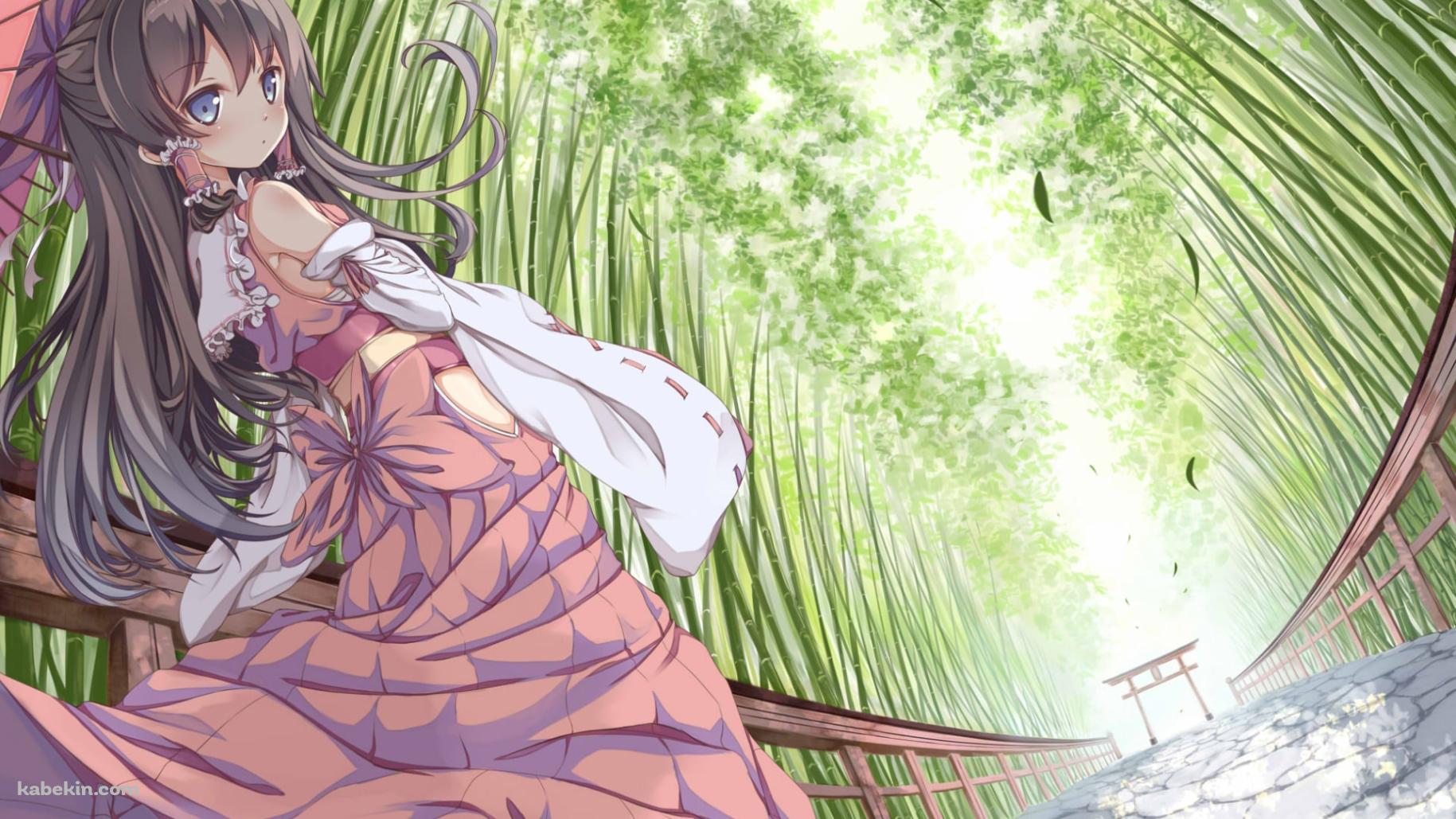 竹林と博麗霊夢 / 赤い鳥居 / 東方の壁紙(1829px x 1029px) 高画質 PC・デスクトップ用
