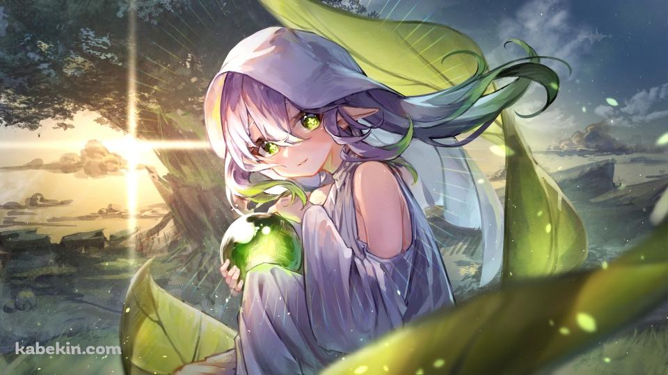 緑の球を持つナヒーダ / 大木 / 逆光 / かわいい / 原神の壁紙(960px x 540px) 高画質 PC・デスクトップ用