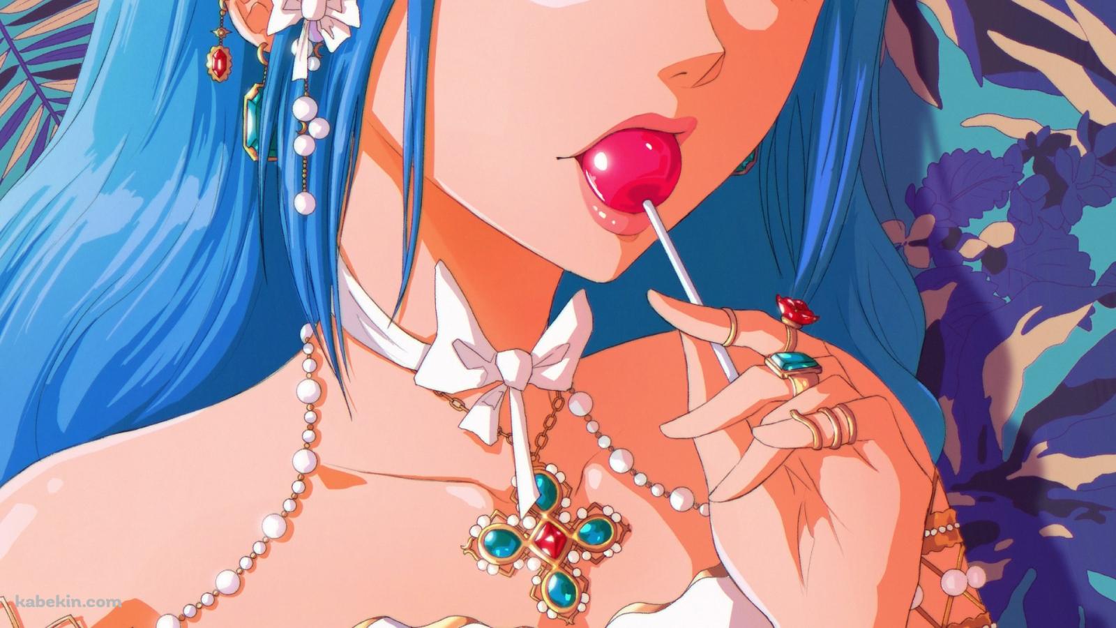 赤い飴を舐めるネフェルタリ・ビビ / 首飾り / ONE PIECEの壁紙(1600px x 900px) 高画質 PC・デスクトップ用