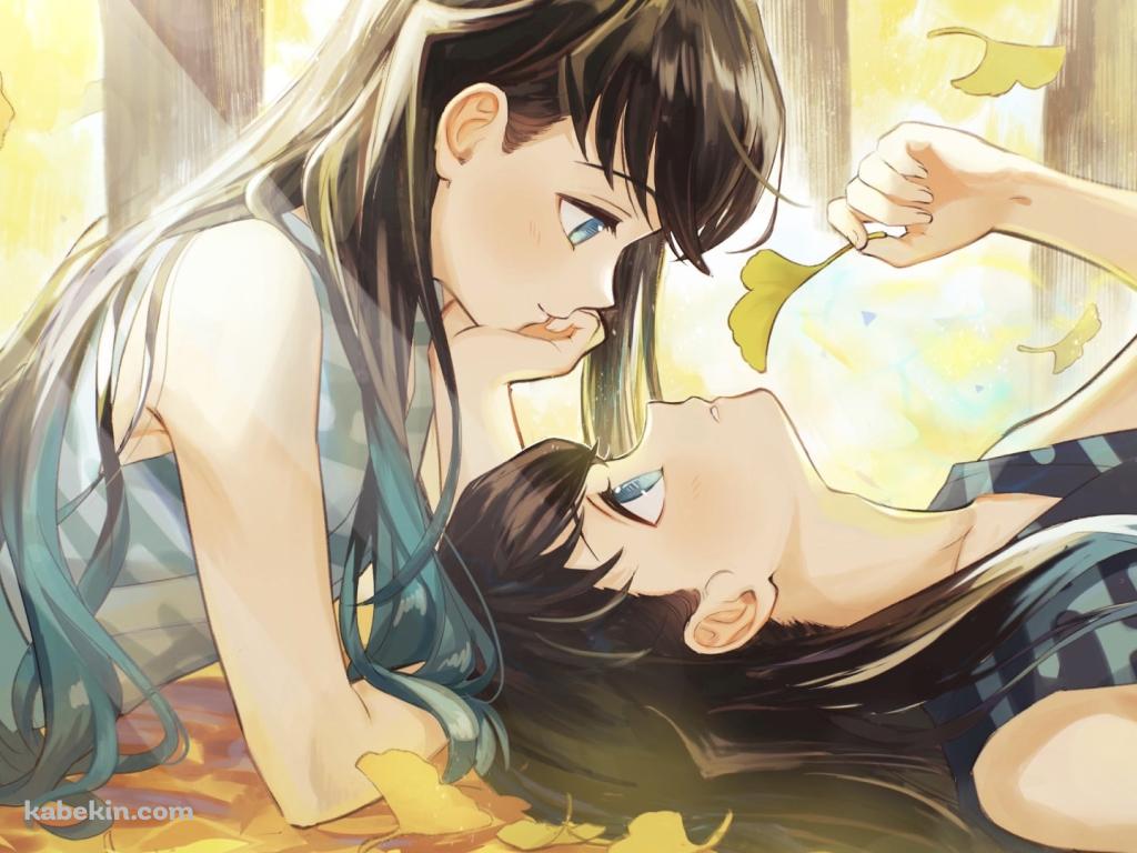 銀杏舞い散る森で見つめ合う時透無一郎 / 時透有一郎 / 鬼滅の刃の壁紙(1024px x 768px) 高画質 PC・デスクトップ用