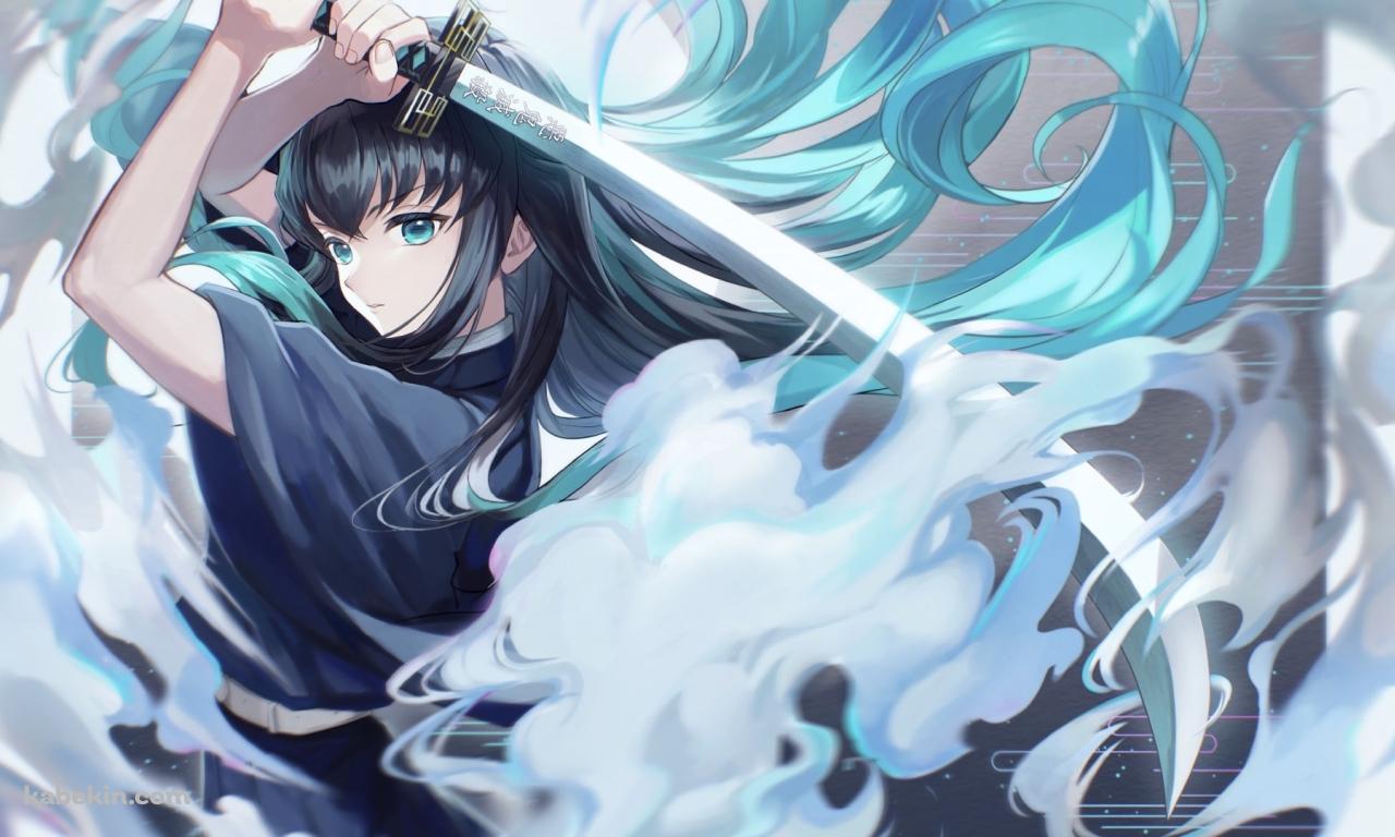 大剣を振りかざす時透無一郎 / 上段の構え / 鬼滅の刃の壁紙(1280px x 768px) 高画質 PC・デスクトップ用