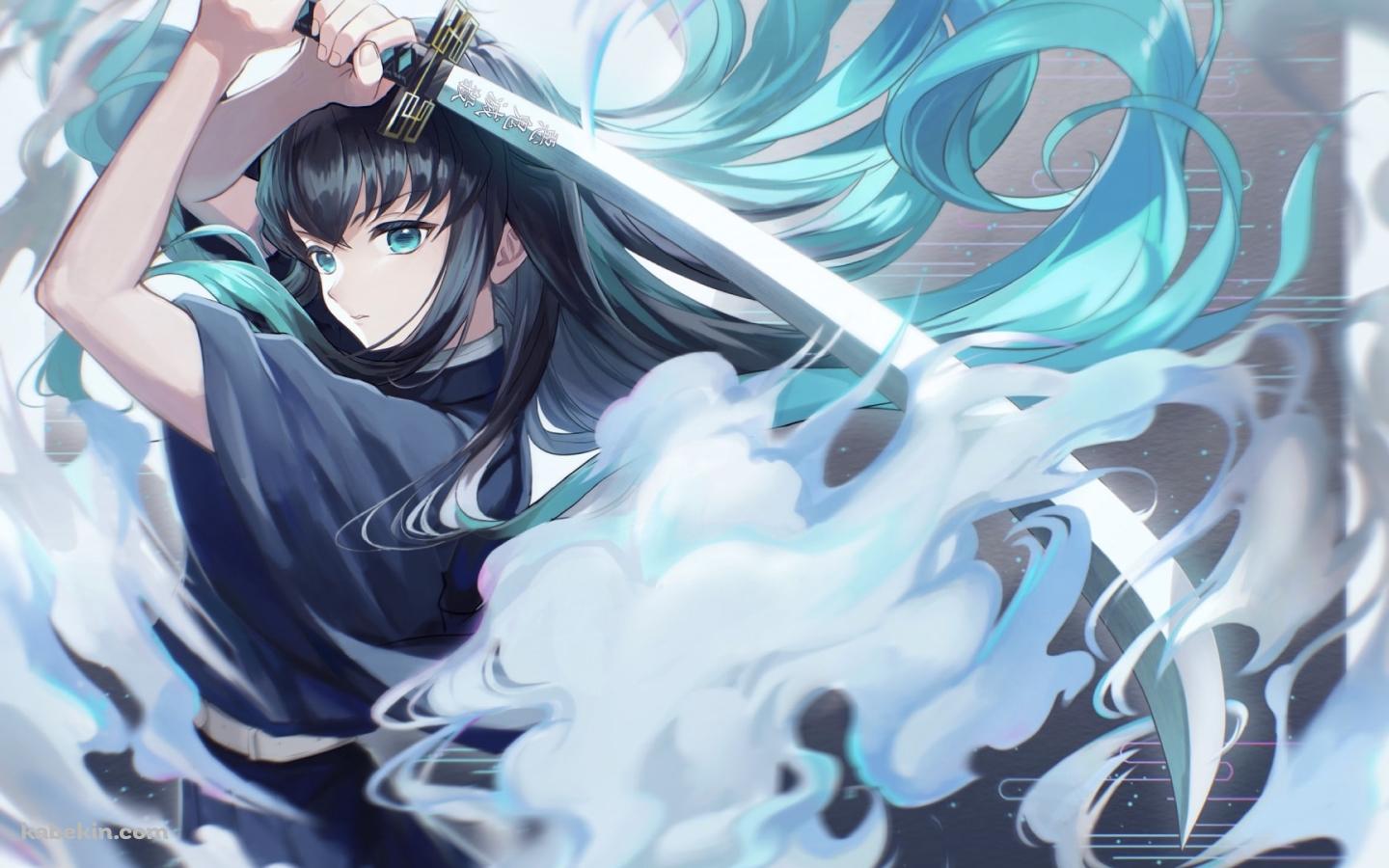 大剣を振りかざす時透無一郎 / 上段の構え / 鬼滅の刃の壁紙(1440px x 900px) 高画質 PC・デスクトップ用