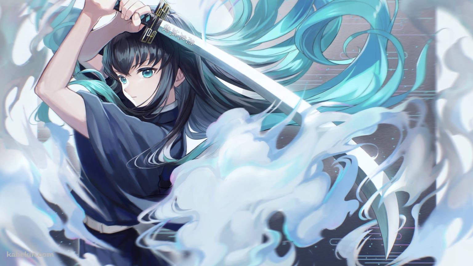 大剣を振りかざす時透無一郎 / 上段の構え / 鬼滅の刃の壁紙(1536px x 864px) 高画質 PC・デスクトップ用