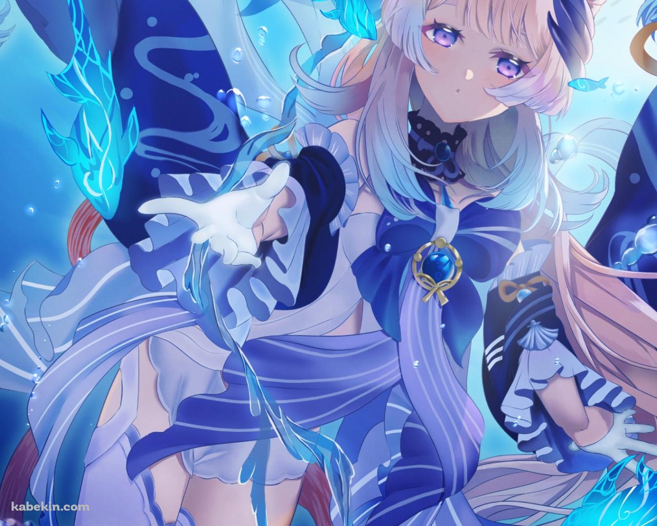 海の中 青い魚と珊瑚宮心海 / 原神 / イラスト / ファンアートの壁紙(1280px x 1024px) 高画質 PC・デスクトップ用
