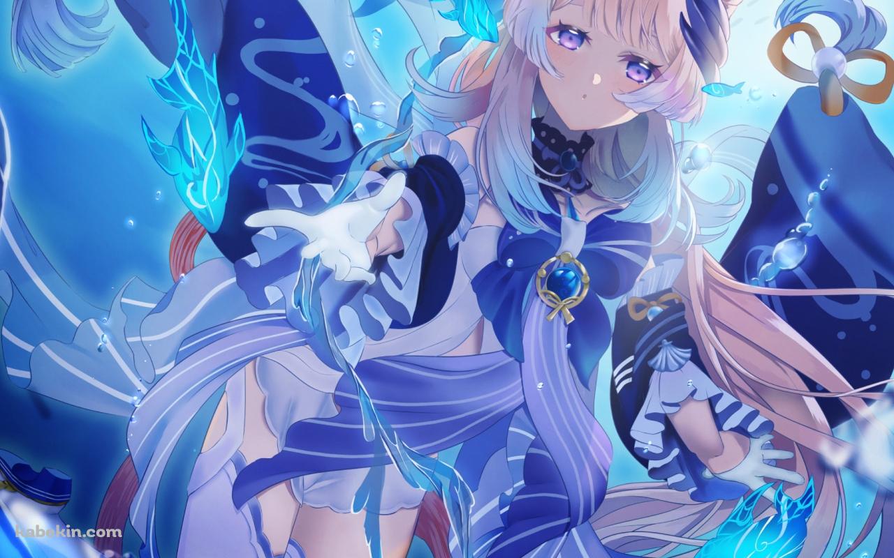 海の中 青い魚と珊瑚宮心海 / 原神 / イラスト / ファンアートの壁紙(1280px x 800px) 高画質 PC・デスクトップ用