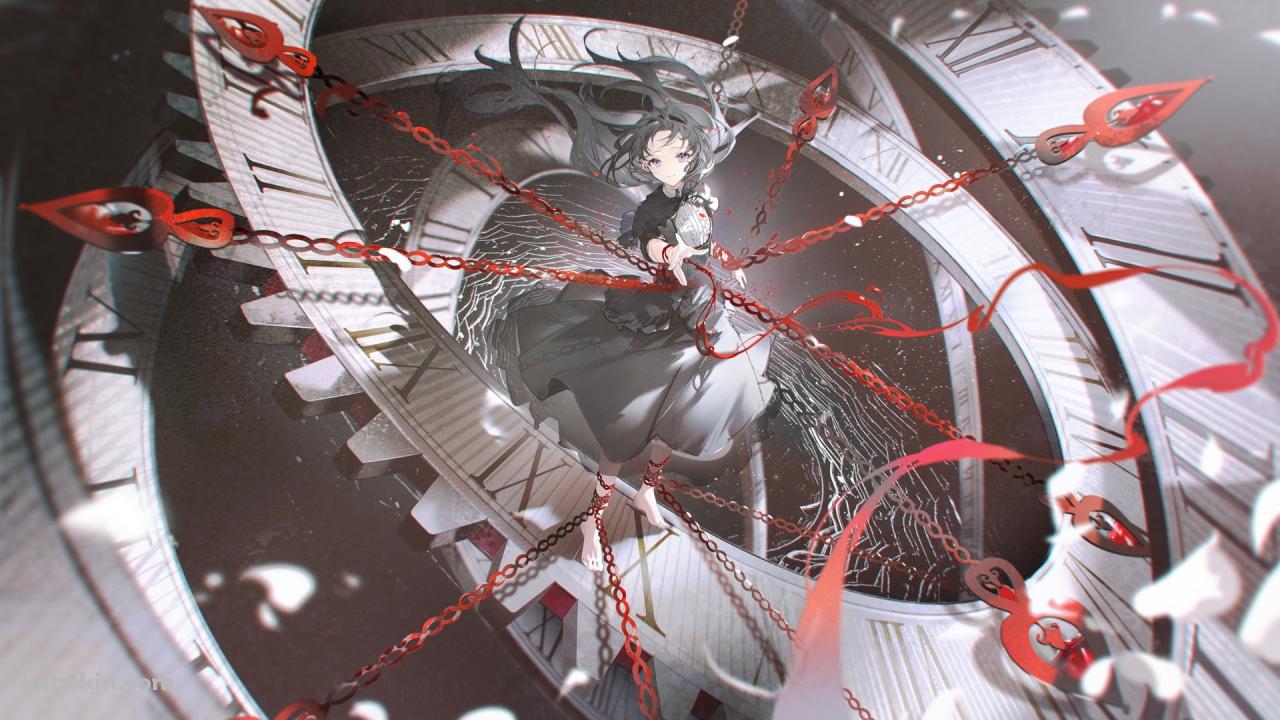 赤い鎖で攻撃する暁美ほむら / 魔法少女まどか☆マギカ / イラスト / ファンアートの壁紙(1280px x 720px) 高画質 PC・デスクトップ用