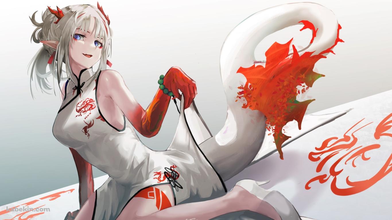 妖艶なニェン / チャイナドレス / アークナイツ / イラスト / ファンアートの壁紙(1366px x 768px) 高画質 PC・デスクトップ用