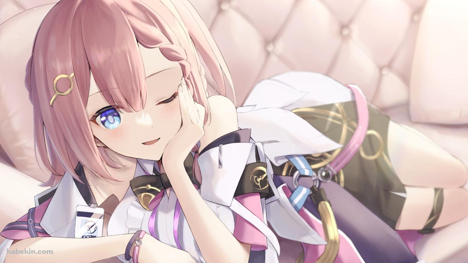 椅子に寝転んでウィンクするかわいいアスター / 崩壊:スターレイル / イラスト / ファンアートの壁紙(1536px x 864px) 高画質 PC・デスクトップ用